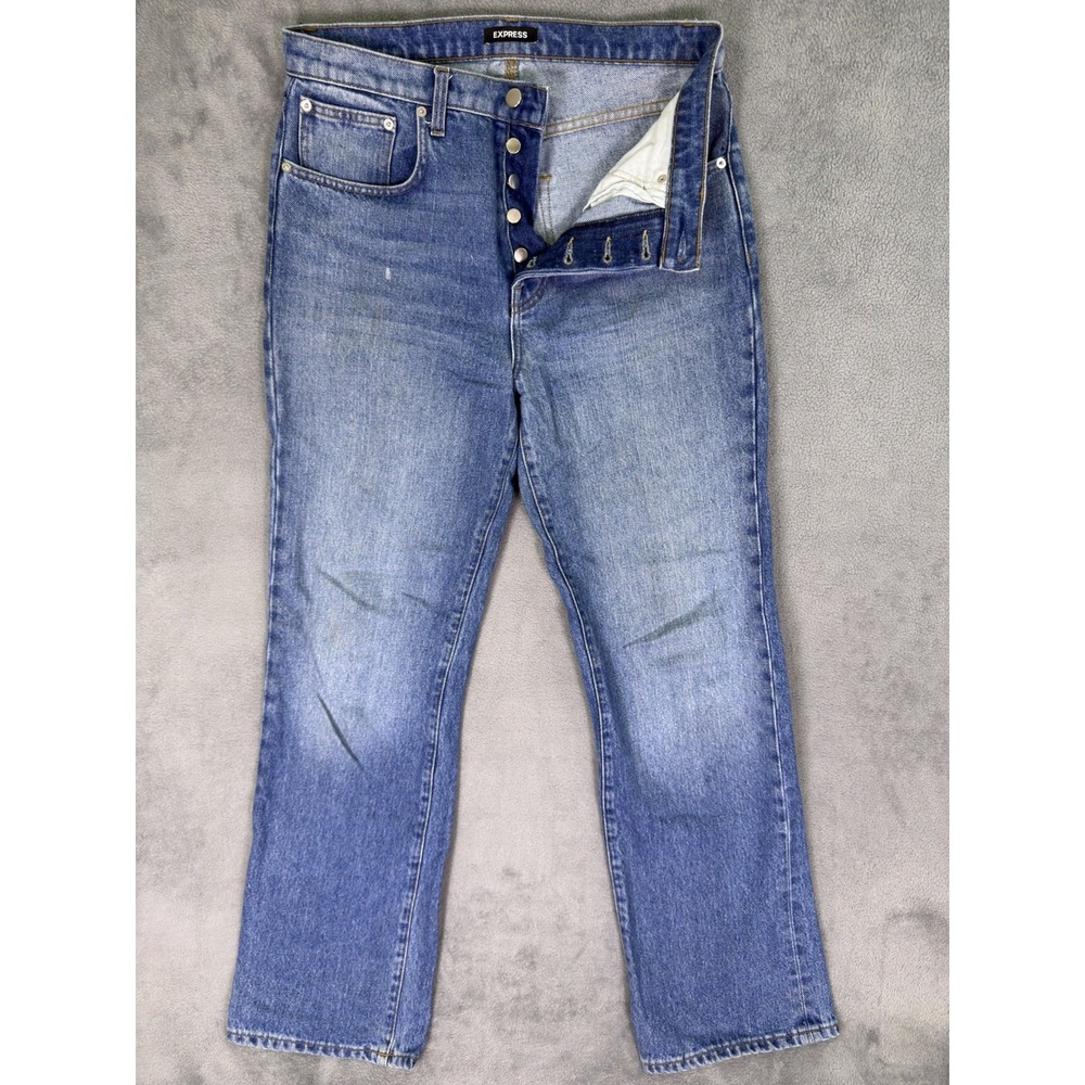 Express Jeans Womens 6 Blue Medium‎ Wash High Rise Straight Relaxed Button USA